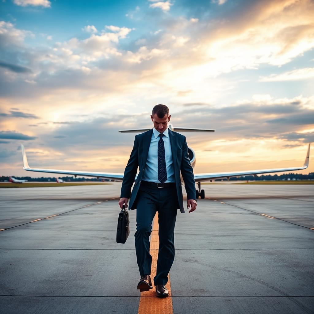 Geschäftsmann am Privatjet